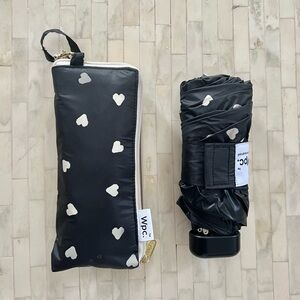 Black and White Heart Pattern Umbrella Set